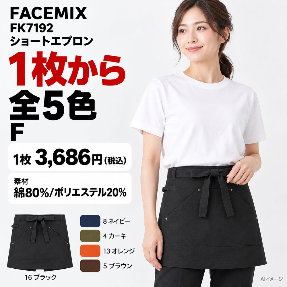 FACEMIX FK7192 ショートエプロン 1点から 3,686円(税込) AI着用イメージ