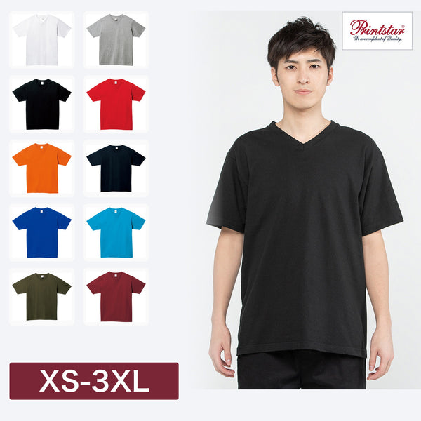 00108-VCT ヘビーウェイトVネックTシャツ ブラック着用モデルとカラー展開10色