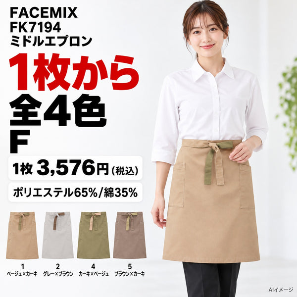 FACEMIX FK7194 ミドルエプロン 1点から 3,576円（税込） AI着用イメージ